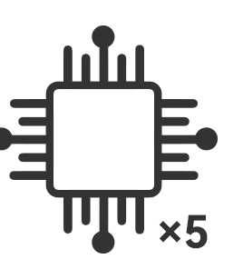 Five operational amplifiers icon